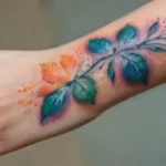 Vibrant watercolor tattoo with detailed realism