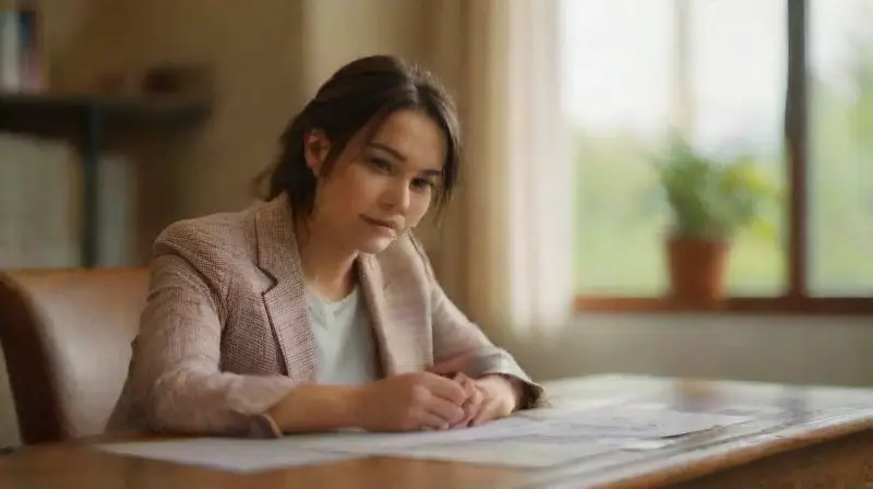 Professional woman proudly displays certificate in office