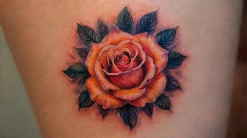 Vibrant watercolor tattoo illustration with realistic details