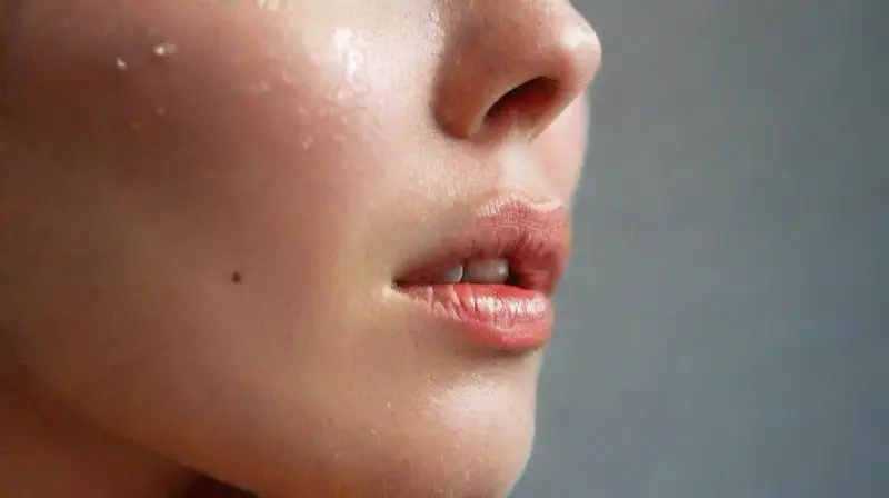 Close-up of a skin piercing with jewelry