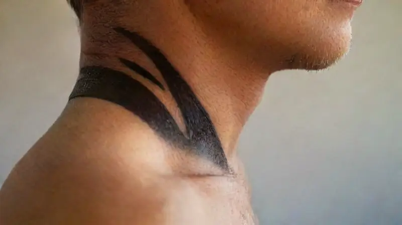 Close-up of tattooed human neck