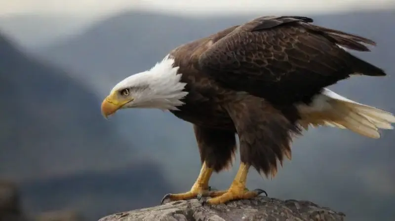 Majestic eagle perched vividly on rugged rocks