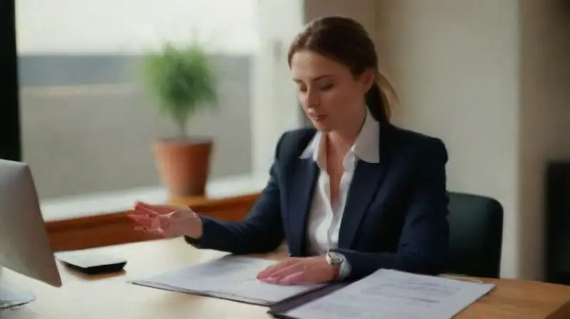 Customer service representative working at desk