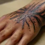 Close-up of tattooing process on skin