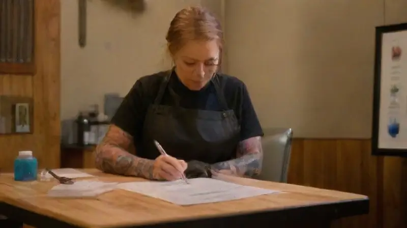 Professional, sanitized tattoo studio with detailed environment