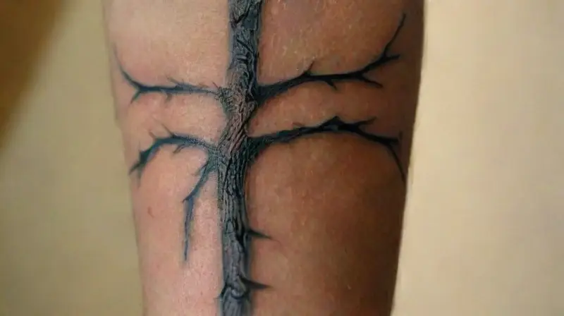 Close-up of detailed, realistic tattoo work