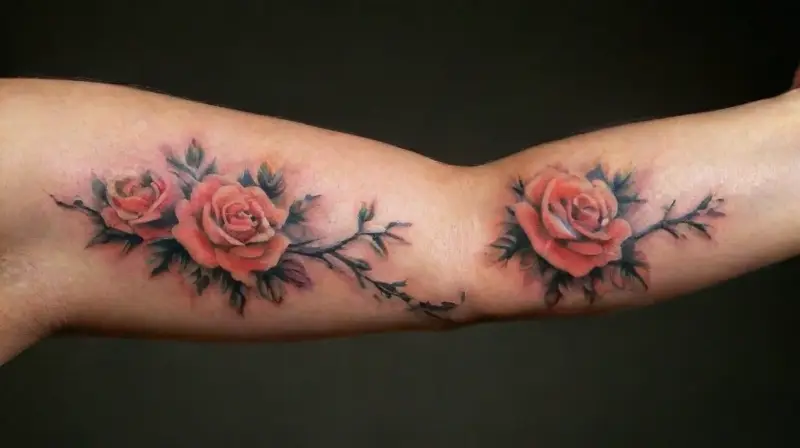 Intricate floral tattoo with realistic details