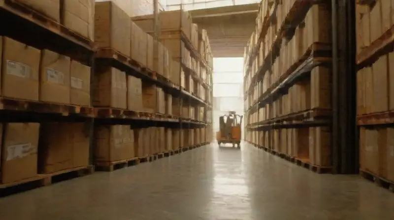 A busy warehouse with organized, detailed activity