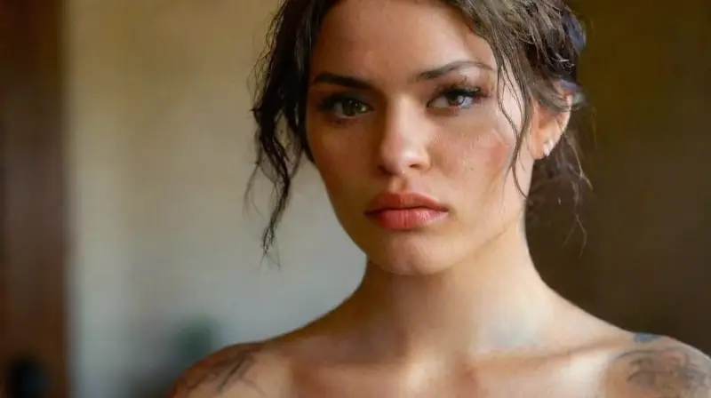 Young woman with tattoos and piercings