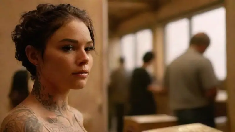 Bustling convention with art, tattoos, and conversations