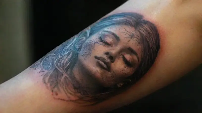 Hyper-realistic tattooed forearm with detailed shading