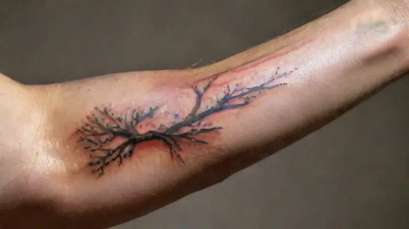 Close-up of fresh, detailed tattooed arm