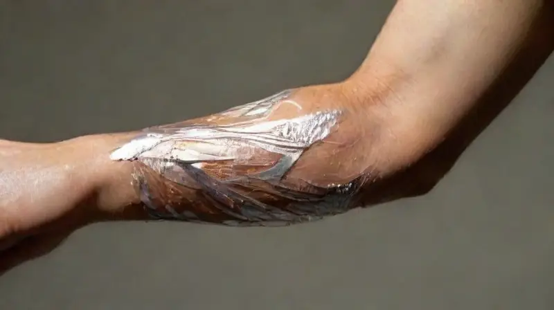 Aluminum foil tattoos on a realistic arm