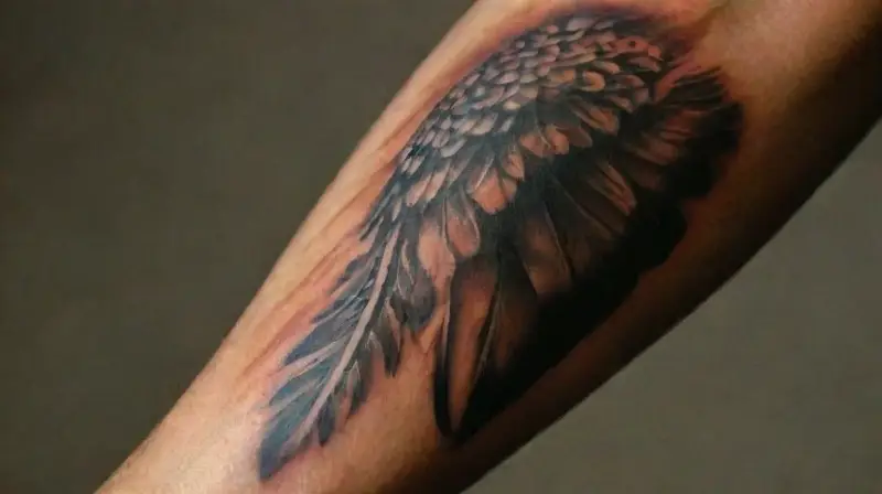 Native American tattoo detailed arm close-up