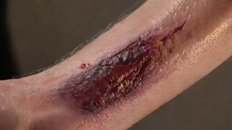 Severely inflamed, swollen, and textured skin