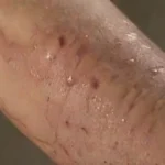 Close-up of healing tattooed forearm