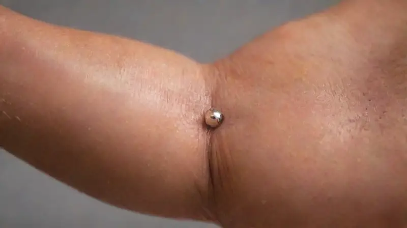 Close-up of pierced arm with jewelry